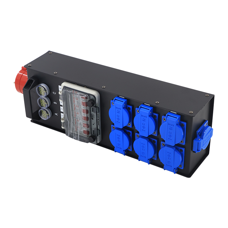 Mini Portable 32A 5-Pin Power Distributor | 7-Channel Waterproof Power Splitter with Europe Plug Output